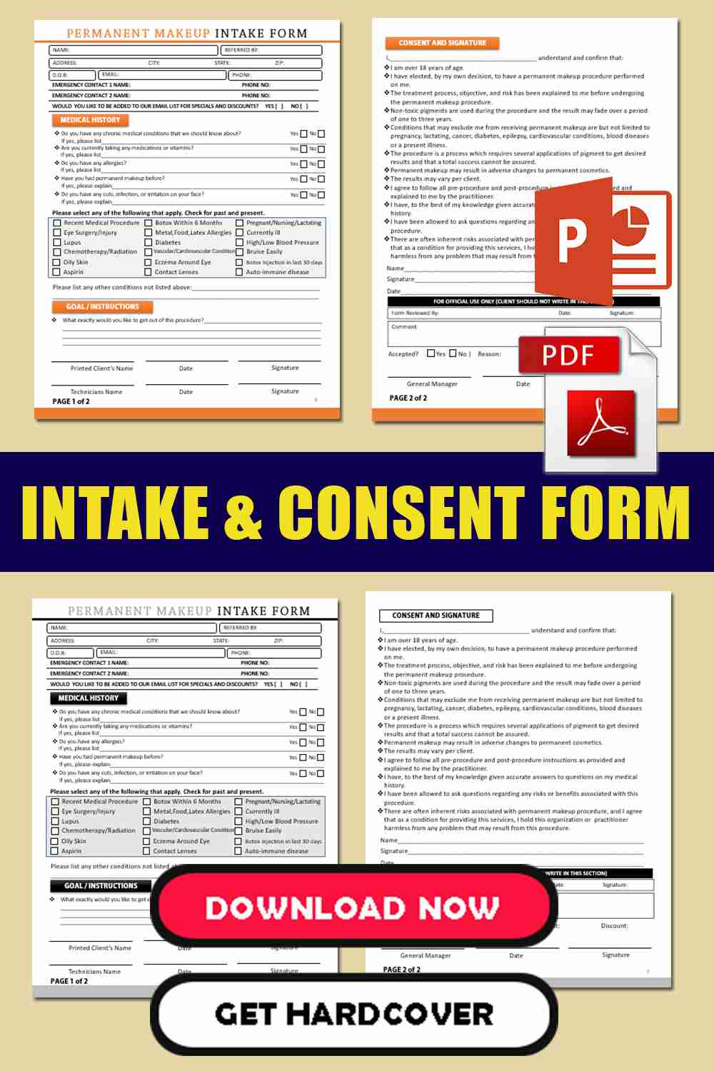Printable Permanent Makeup Consent & Intake Forms Template
